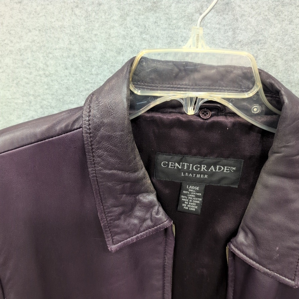 Centigrade Leather Purple Full Zip Jacket Womens Large Plum Genuine Leather Coat - Picture 3 of 12